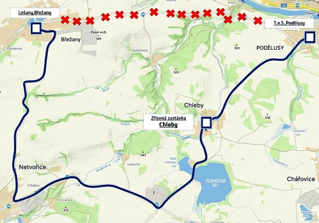 Silnice Břežany – Podělusy je uzavřena. Řidiči musí na dlouhou objížďku