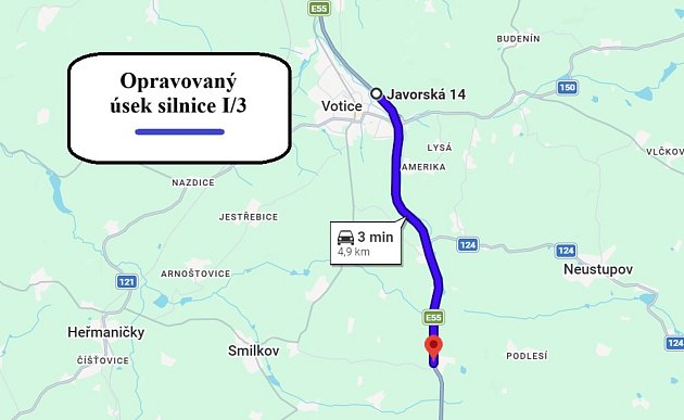 Pět kilometrů oprav I/3 u Votic. Dopravu od 7. dubna zpomalí semafory